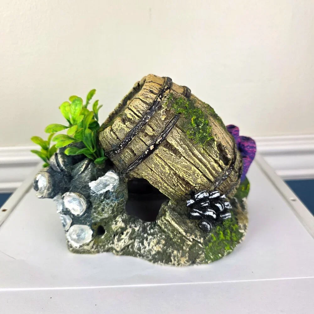 Aquarium Decor Barrel Coral Plants Shells 6.5